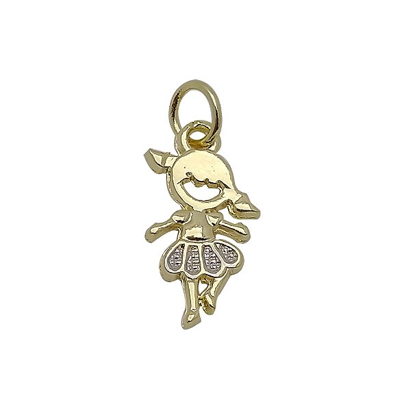 Pingente banhado a ouro 18k menina zircônia