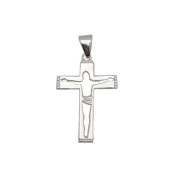 Pingente de prata 925 cristo na cruz vazado