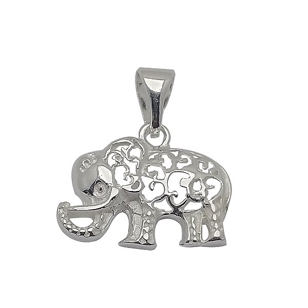 Pingente de Prata 925 Elefante Vazado | Pingente de Prata Esterlina
