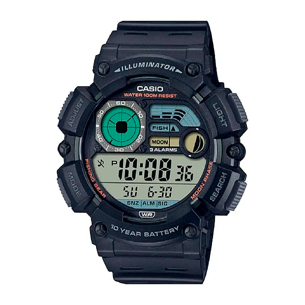 Relógio Masculino Casio WS-1500H-1AVDF Com Fases da Lua e Modo Pesca