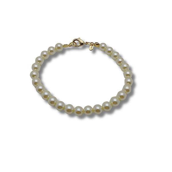 Pulseira banhada a ouro 18k pérolas 6mm