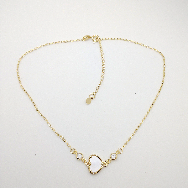 Chocker banhado a ouro 18k coração madre pérola