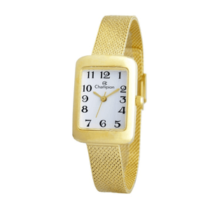 Relógio Feminino Champion CF24279H Dourado Quadrado Social