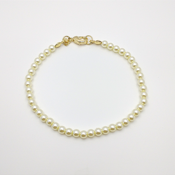 Pulseira banhada a ouro 18k pérolas de 4mm