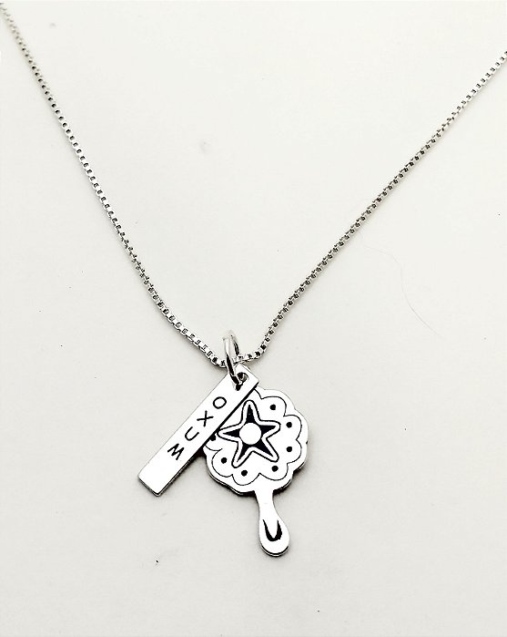 Colar de Prata 925 Orixás Patuá Oxum + Corrente veneziana 45cm