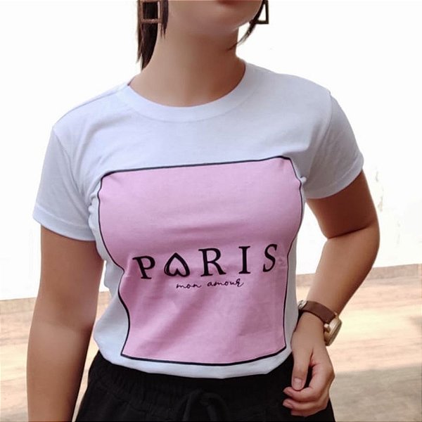 Camiseta Feminina Branca Paris - D'MEL