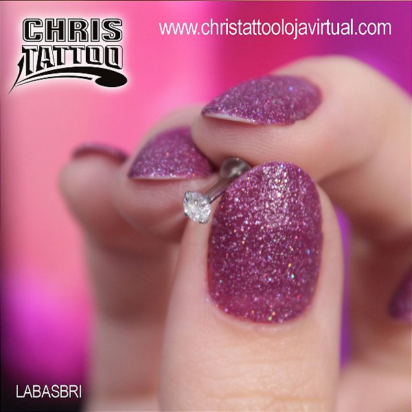 Piercing Labret Aço com Strass Branco Rosca Interna