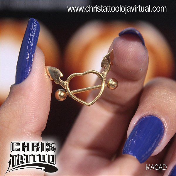 Piercing íntimo mamiillo Aço Coração Com Asas