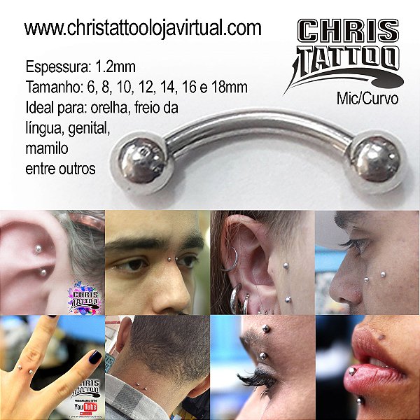 Piercing Retinho ou Curvo de Bolinha Microbel Básico