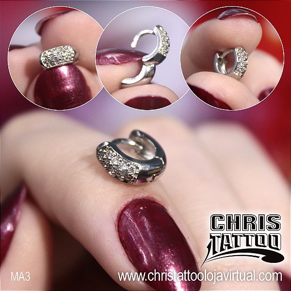Piercing Argola 3 Fileiras de Pedras