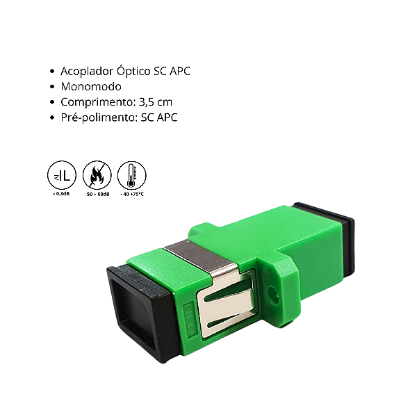 100 x Acoplador Adaptador de Fibra Óptica  SC/APC HFO - Verde