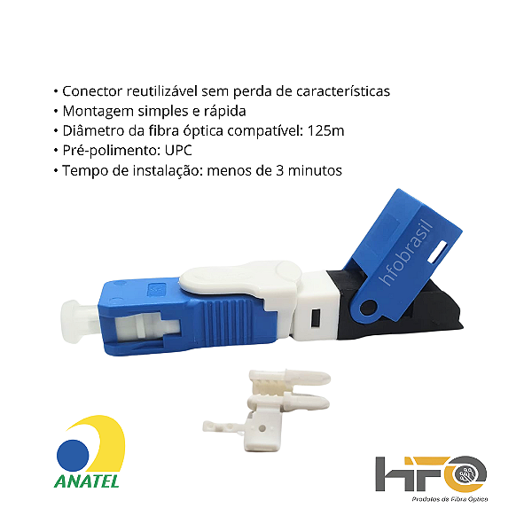Conectores Oneclick sc/upc reutilizavel HFO