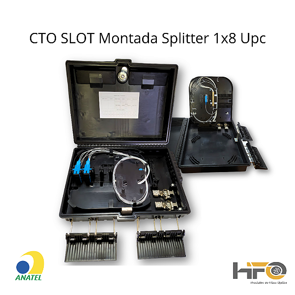 CTO 2 Travas com Splitter 1X8 SC/UPC Caixa de Terminação Óptica FTTH - HFO