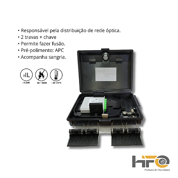 CTO com Splitter Modular 1X8 APC Caixa de Terminação Óptic