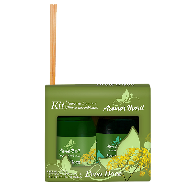 Kit Aromas Brasil Difusor e Sabonete 250ml Erva Doce