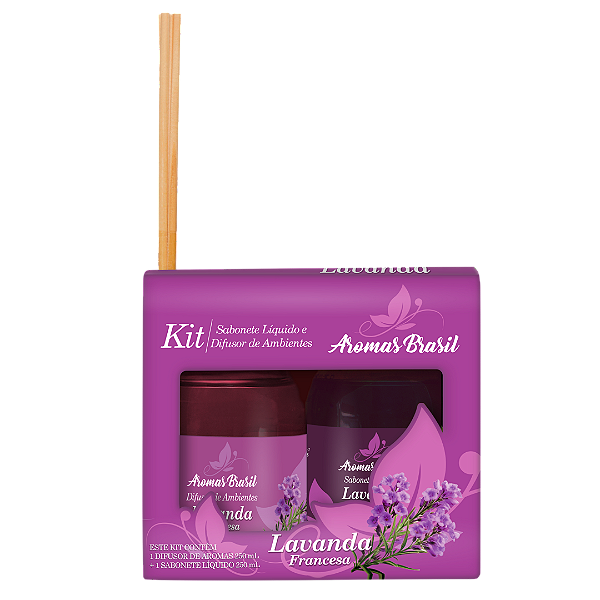 Kit Aromas Brasil Difusor e Sabonete 250ml Lavanda