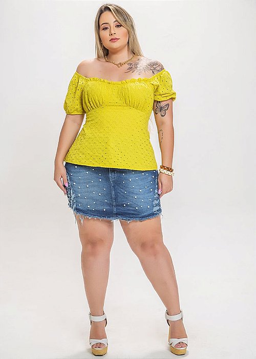 blusa com elastico no decote