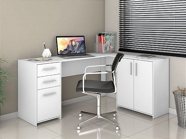 Mesa Home Office de Canto com 3 Portas e 2 Gavetas NT2005 (TR/DLM) - ítaly  móveis estofados e decoraçoes