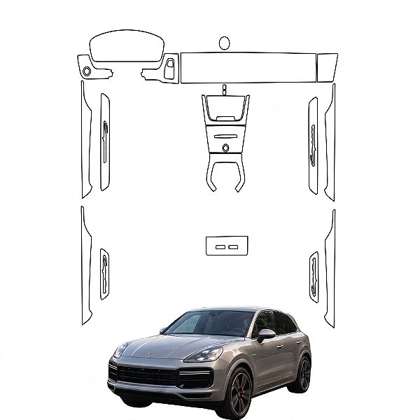 Kit PPF de Proteção Interno Completo - Porsche Cayenne - 2024 á 2026
