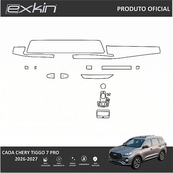 Kit PPF de Proteção Interno Completo - Caoa Chery Tiggo  7 Pro  - 2026 á 2027