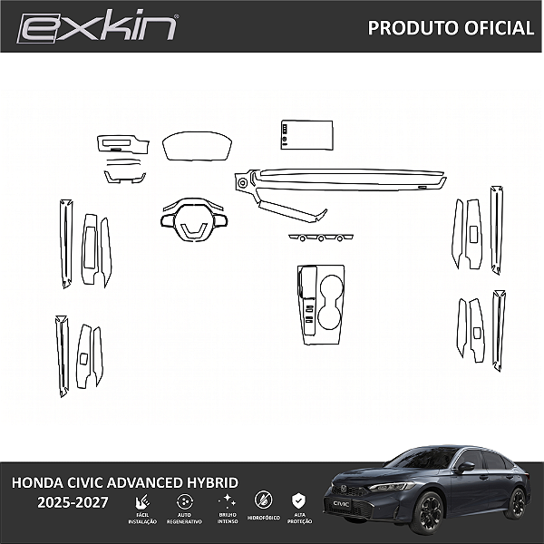Kit PPF de Proteção Interno Completo - Honda Civic Advanced - 2025 á 2027