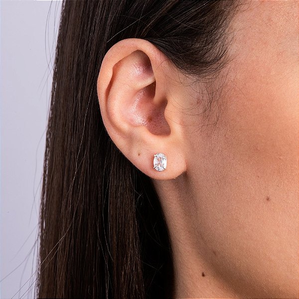 BRINCO OVAL CRISTAL PRATA 925