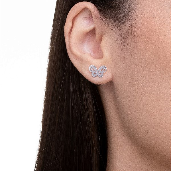 BRINCO BORBOLETA PRATA 925