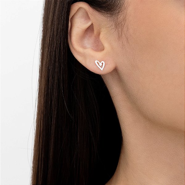 BRINCO CORAÇÃO ASSIMETRICO PRATA 925