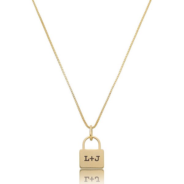 GARGANTILHA PERSONALIZADA COM PINGENTE CADEADO COM INICIAS