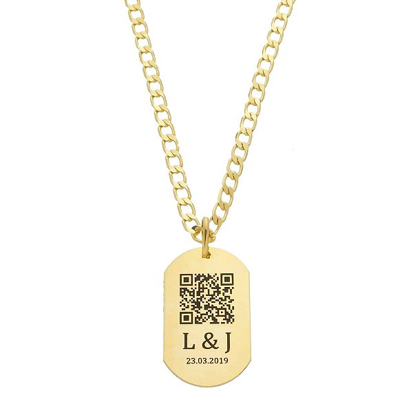 PINGENTE MASCULINO PERSONALIZADO COM QR CODE