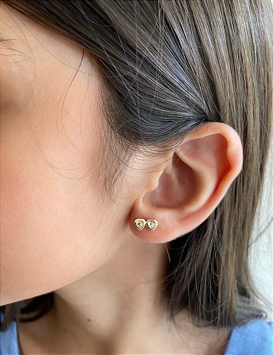 BRINCO 2 CORAÇÕES - BANHADO A OURO 18K