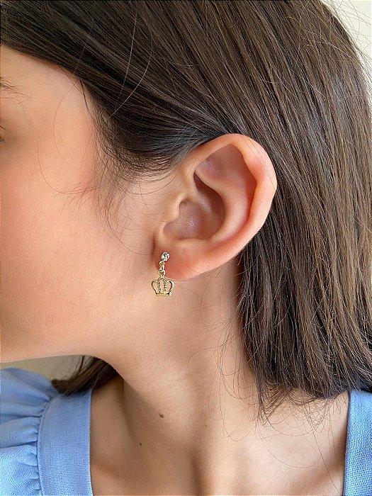 BRINCO COROA -BANHADO A OURO 18K