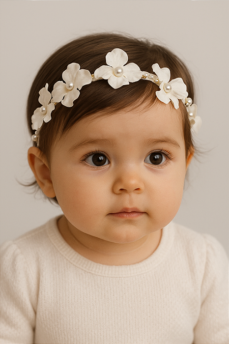 Tiara Floral Branca