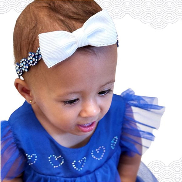Tiara Azul Royal com Lacinho