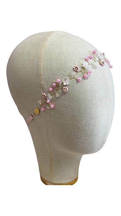Tiara de Flores Luxo Elegante Rosa