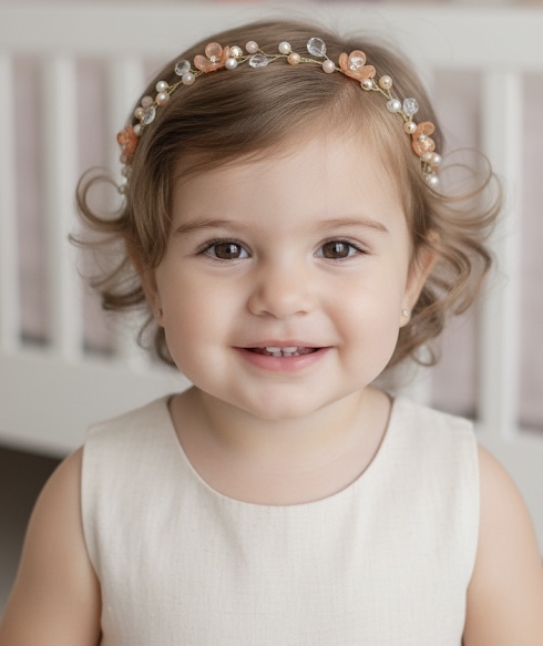 Tiara Cristal Flores Laranja