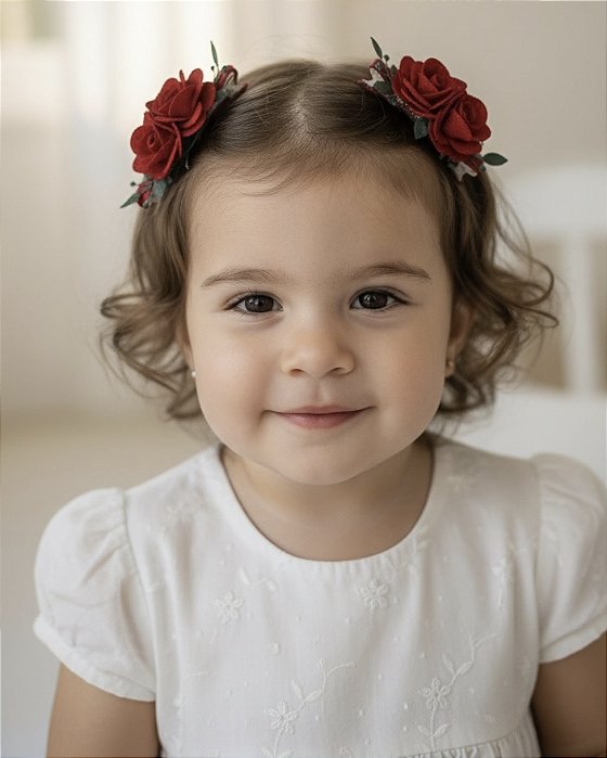 Par Laço Baby Flor Vermelha