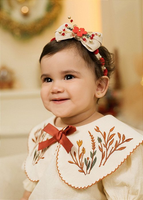 Tiara Natal Botões Vermelho