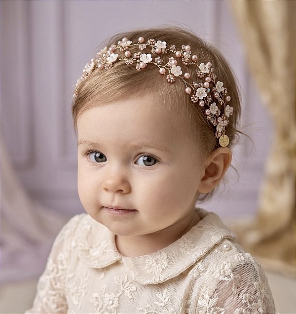 Tiara Duas Voltas Luxo Elegante Rose