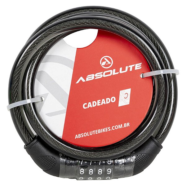 CADEADO 1,85M X 12MM ESPIRAL ABSOLUTE, PRETO, COM SEGREDO