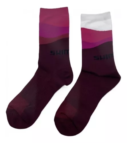 MEIA SHIMANO CICLO CANO ALTO ORIGINAL TAM G-GG ROXO/ROSA