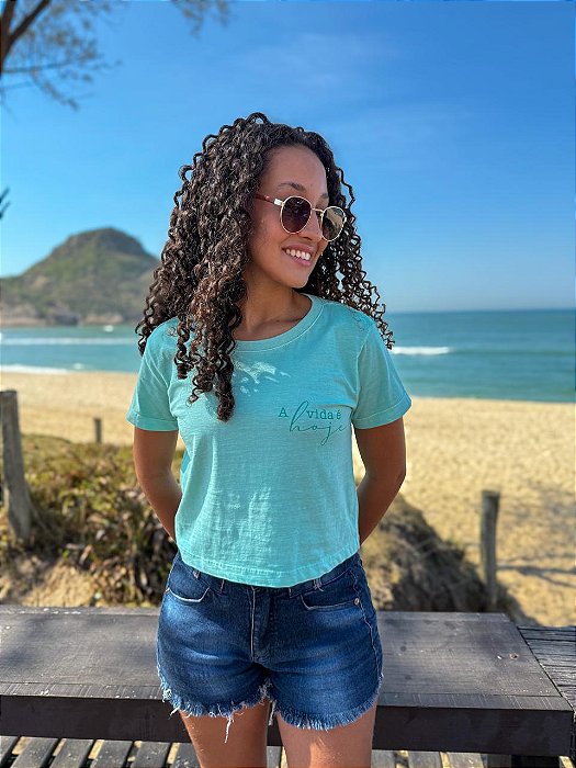 Cropped Estonada Verde Água