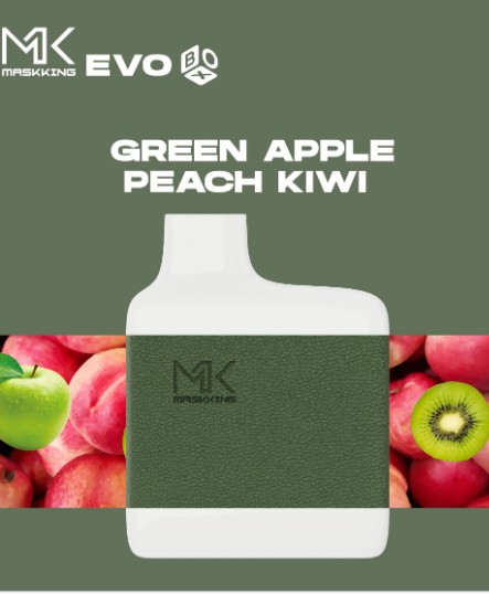 MK MASKKING EVO BOX DESCARTAVEL - GREEN APPLE PEACH KIWI - 5000 PUFFS BATERIA RECARREGAVEL