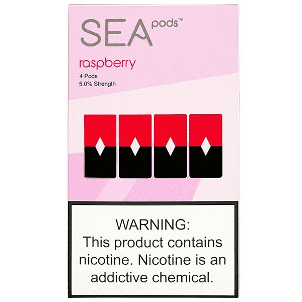 SEA PODS - 5% Salt Nicotine - RASPBERRY (1 CAIXA (REFIL) COM 4 PODS)