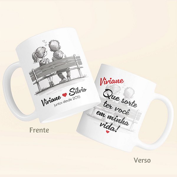 Caneca Premium Branca de Casal Apaixonado