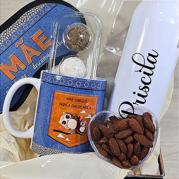 Kit Personalizado | Caneca Personalizada + Garrafa de Alumínio Personalizada + Máscara de Dormir