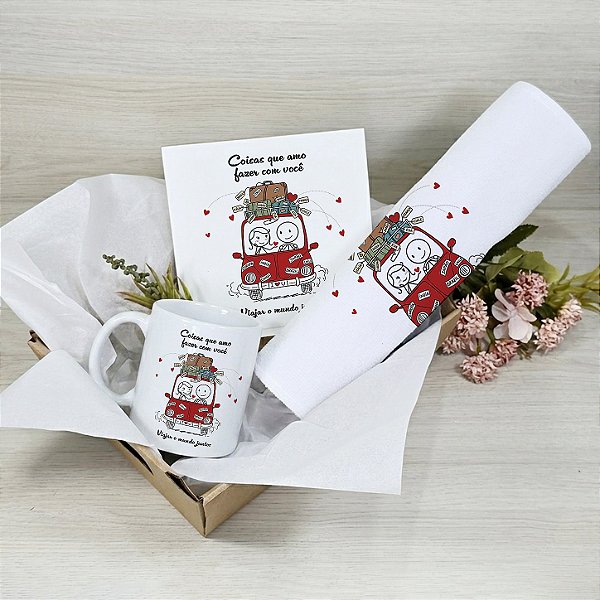 Kit Apaixonado - Caneca, Toalha de Rosto e Azulejo Personalizados
