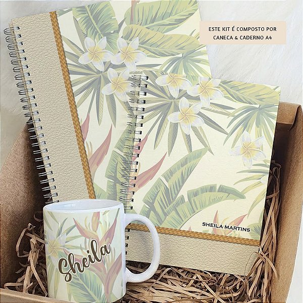 Kit Escritório | Caderno A4 e Caneca Personalizados e Coordenados