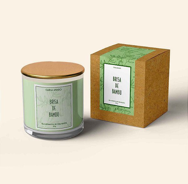 Vela Aromática Premium em Cera Vegetal com Tampa de Vedação | Brisa de Bambu