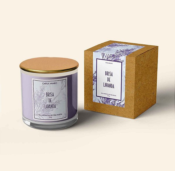 Vela Aromática Premium em Cera Vegetal com Tampa de Vedação | Brisa de Lavanda